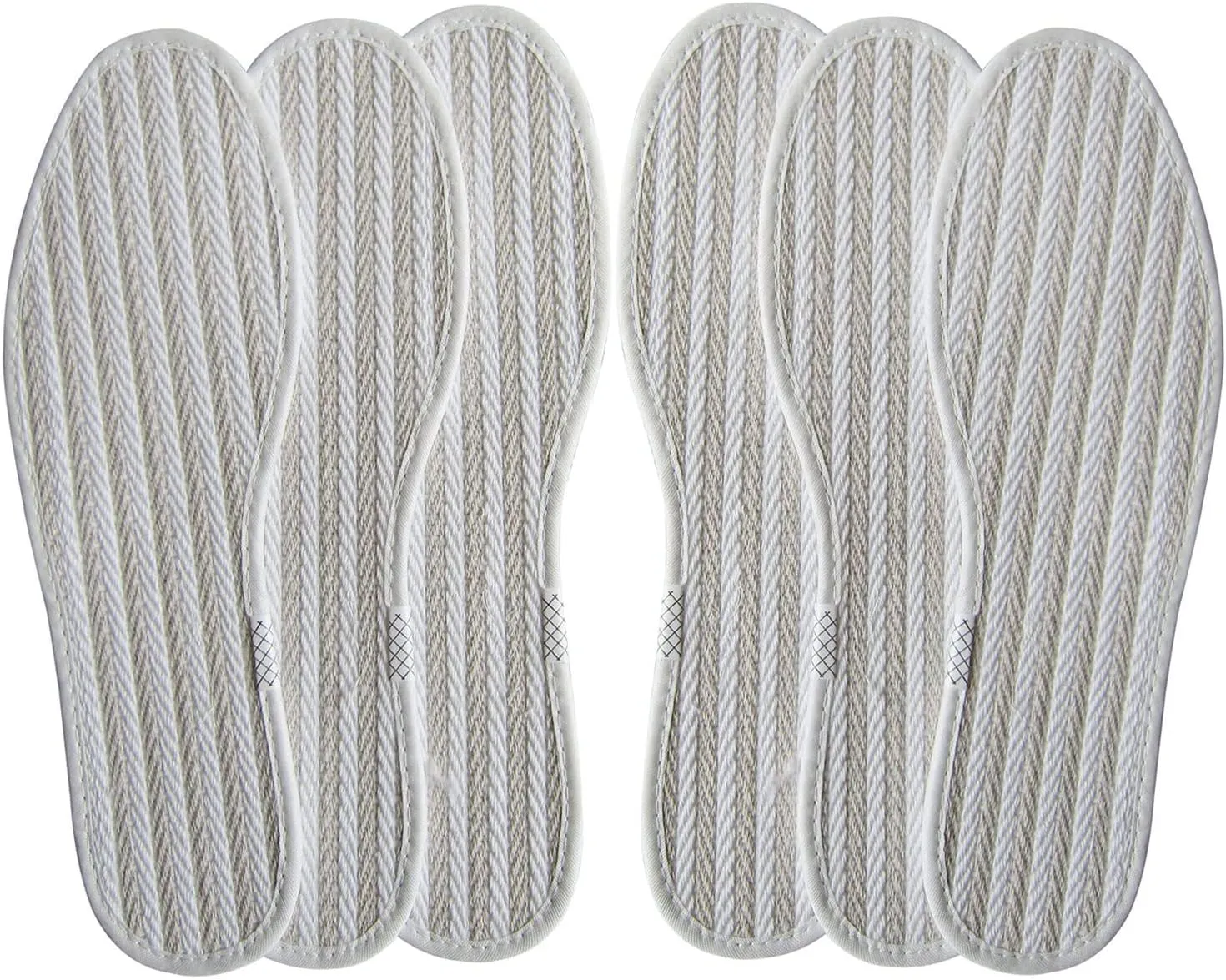 Cotton Linen Shoe Insoles for Men Thin Flat Shoe Inserts for Men Boot White Cloth Fabric Shoe Liner for Sweat Absorbing Comfortable Cotton Soles, 3 Pairs/Women 8.5/Men 6.5 M US