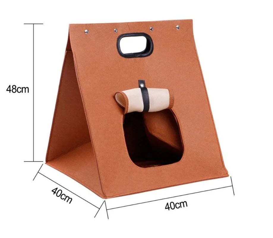 Cozy Carry A-Frame Felt Handle Portable Grey Cave Pet Foldable Cat & Excellent service Bed Easy Teepee with - Buy-more-save-more