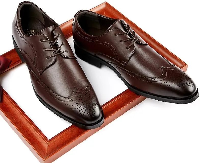 CSCDD Men's Breathable Printed Waxed Lace-up Leather Shoes Low-top Soft Sole Non-Slip Comfortable Suitable for Daily Commuting Business Parties Weddings