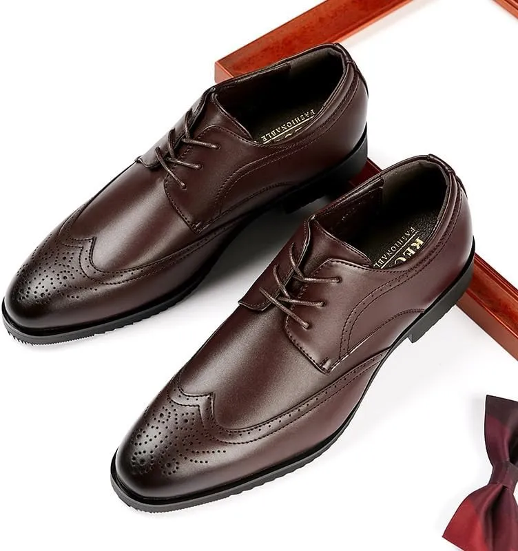 CSCDD Men's Breathable Printed Waxed Lace-up Leather Shoes Low-top Soft Sole Non-Slip Comfortable Suitable for Daily Commuting Business Parties Weddings