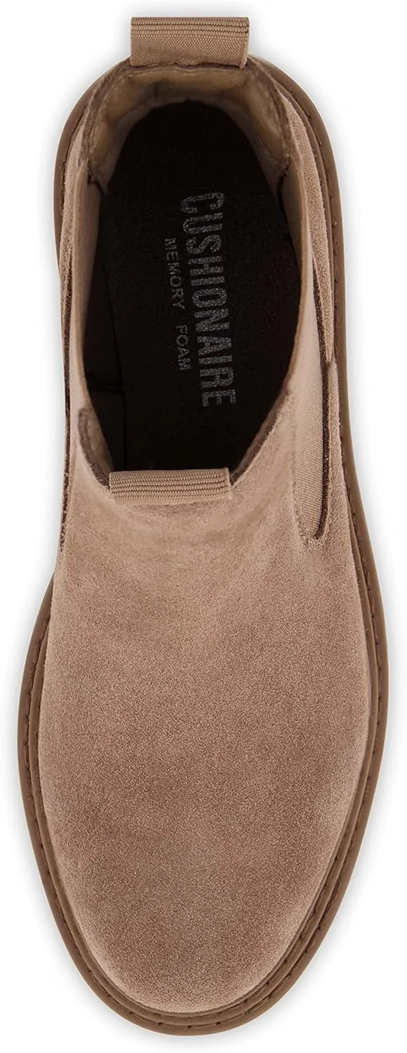 CUSHIONAIRE Women's Derby Genuine Suede Chelsea boot  Memory Foam, Wide Widths Available