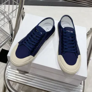 Cutting-edge TRIOMPHE JANE LACE-UP Celine IN SNEAKERS NAVY PATCH CANVAS WITH AND Supportive LOW CALFSKIN
