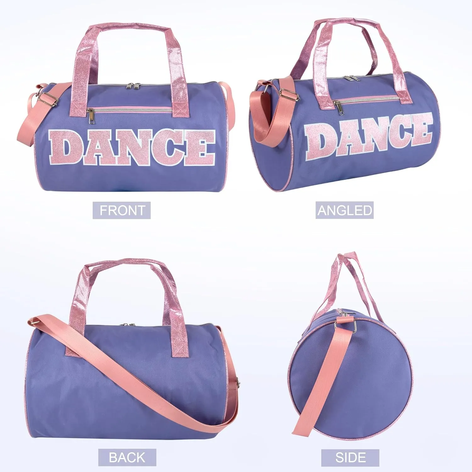 Dance Duffle Bags for Dancers, Girls, Teens, and Student Athletes, Fun Dance Workout Duffel Bag for Girls and Boys (Purple/Pink)