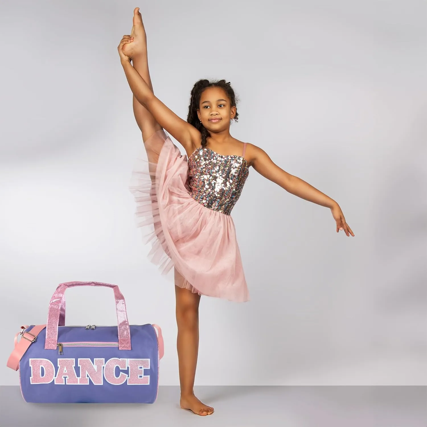 Dance Duffle Bags for Dancers, Girls, Teens, and Student Athletes, Fun Dance Workout Duffel Bag for Girls and Boys (Purple/Pink)