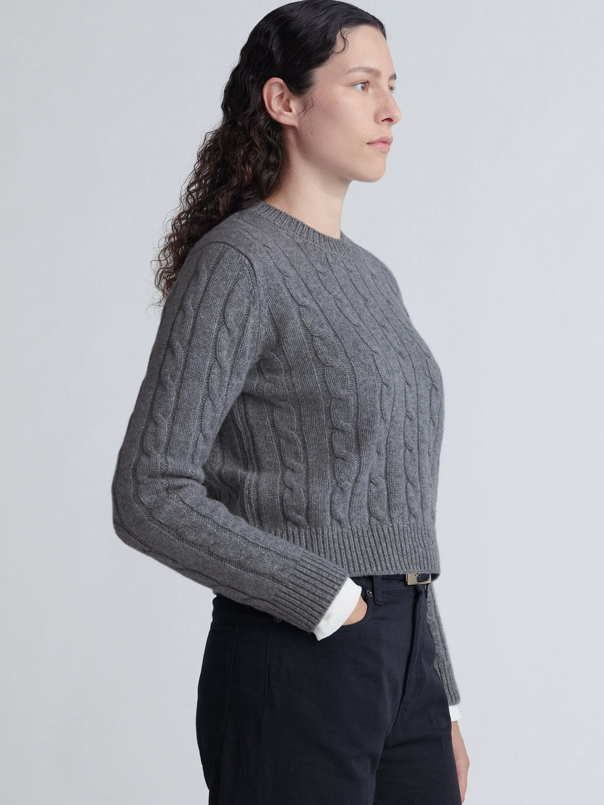 Derby grey Carrow cable crewneck