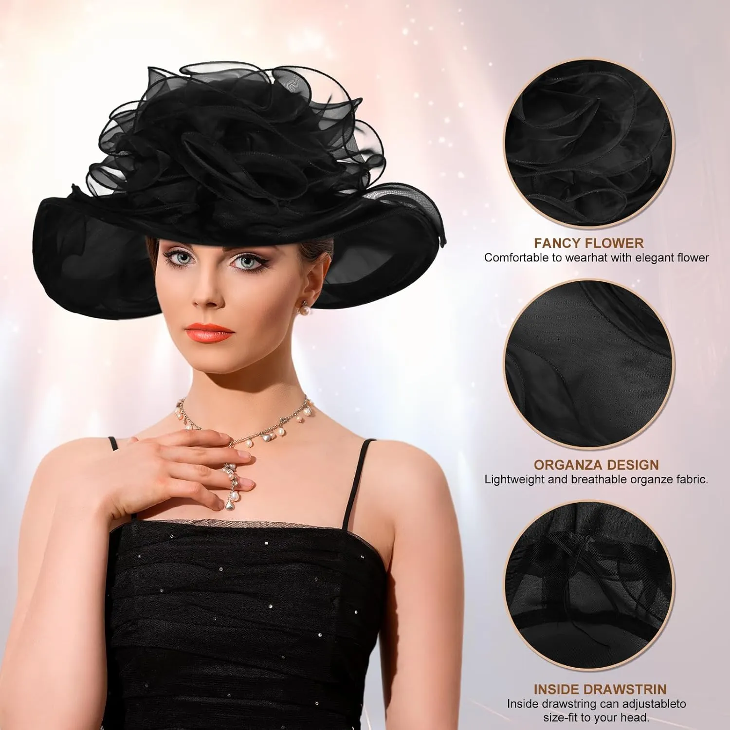 Derby Hats for Women 2025 Equestrian Derby Tea Party Fascinators Wide Brim