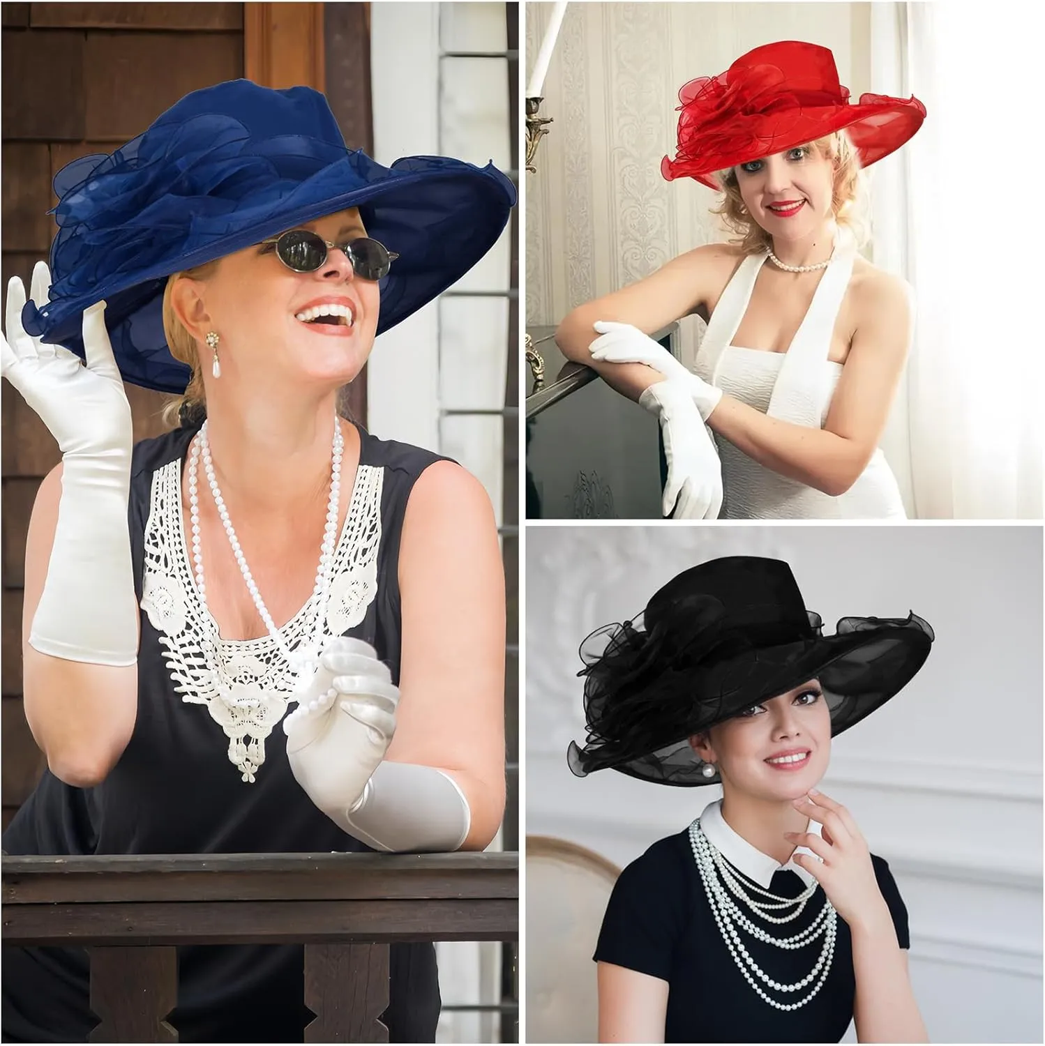 Derby Hats for Women 2025 Equestrian Derby Tea Party Fascinators Wide Brim