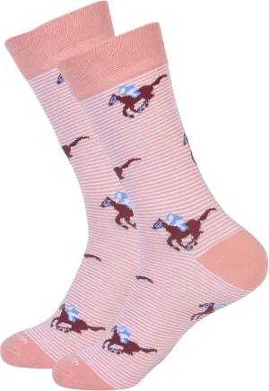 Derby Horse Racing Mint Julep Socks, Gifts, and Apparel (Blend, Coral Stripe Raceday Socks)