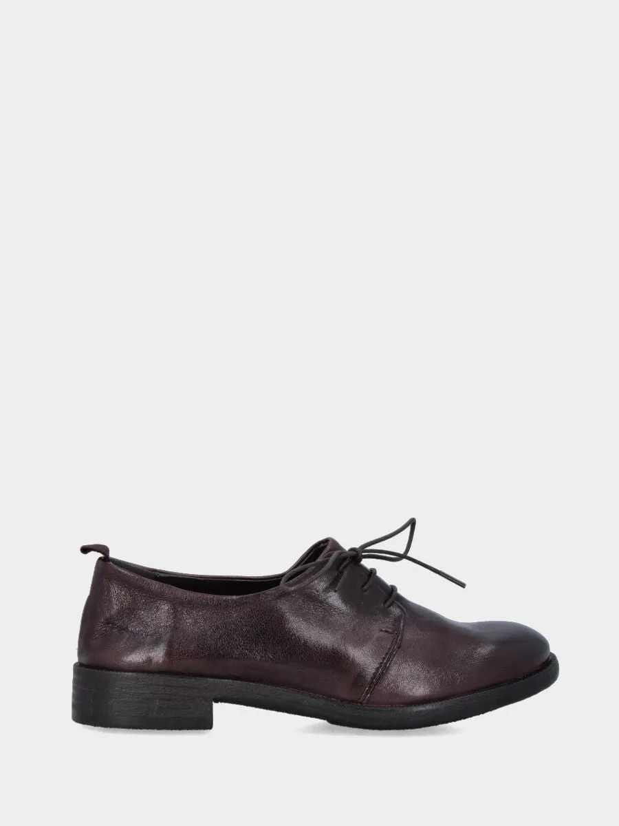 Derby in vitello marrone invecchiato con tacco 20 mm