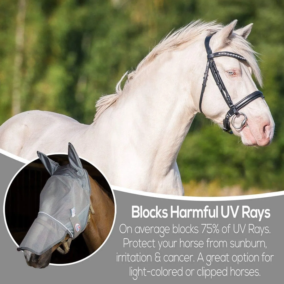 Derby Originals Reflective Fly Mask with One Year Warranty - with Ears and Nose Cover
