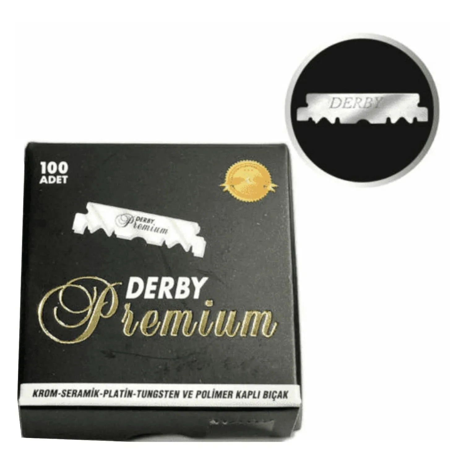 Derby Premium Single Edge Razor Blades, Ultra Sharp, Chromium - Ceramic - Platinum - Tungsten and Polymer Coated Edges (10)