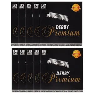 Derby Premium Single Edge Razor Blades, Ultra Sharp, Chromium - Ceramic - Platinum - Tungsten and Polymer Coated Edges (10)