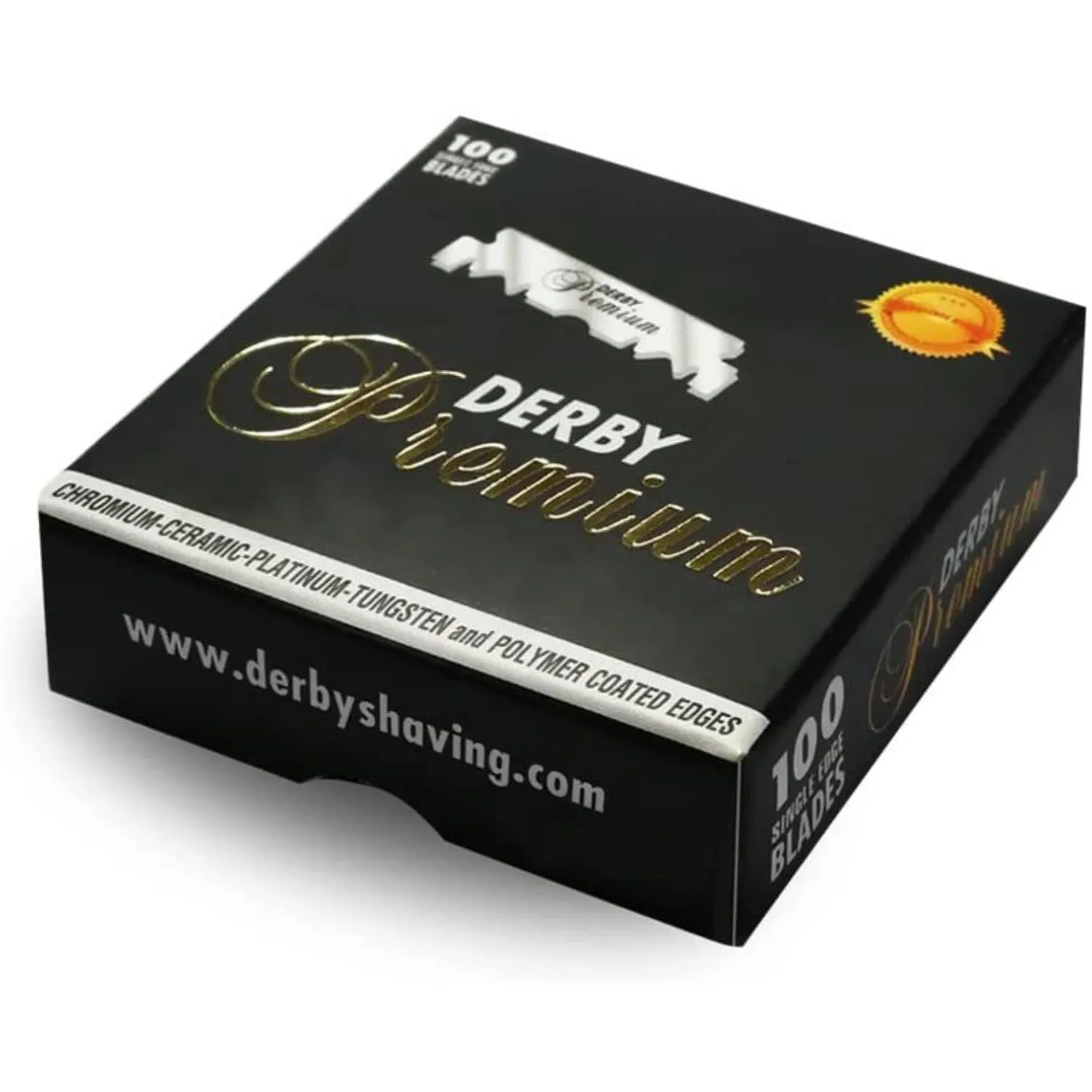 Derby Premium Single Edge Razor Blades, Ultra Sharp, Chromium - Ceramic - Platinum - Tungsten and Polymer Coated Edges (10)