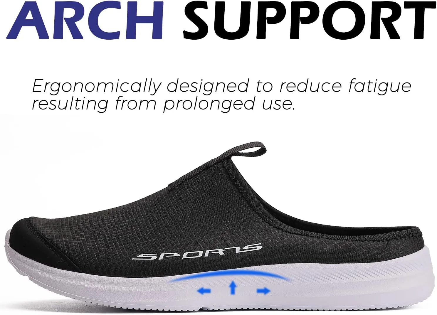 DimaiGlobal Mens Slippers with Arch Support Casual Mules Clog Open Back Shoes Comfort Slip-On Walking Loafer Indoor Outdoor House Shoes