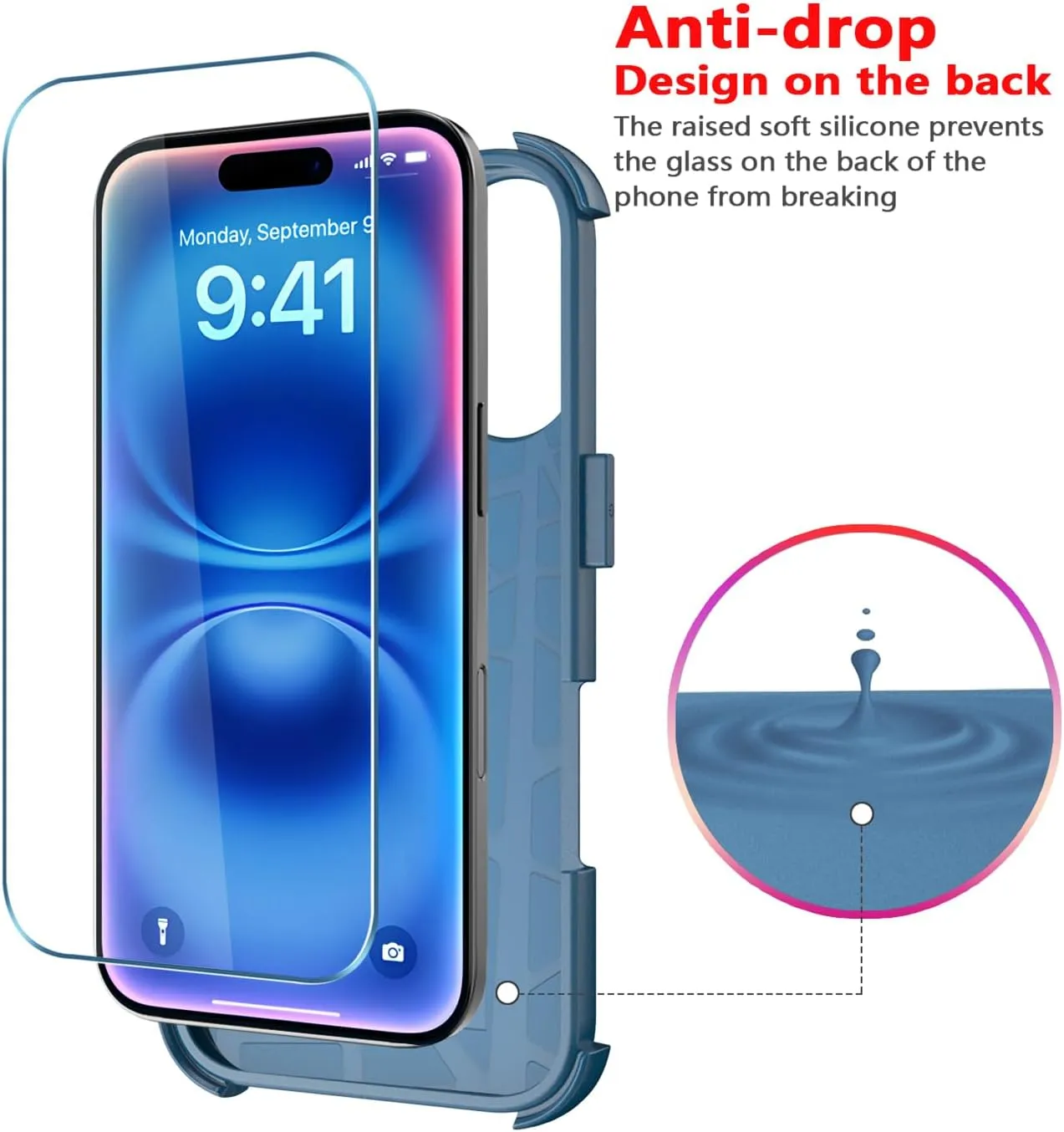 Diverbox for iPhone 16 Case [Shockproof] [Dropproof] [Tempered Glass Screen Protector   Camera Protectors] Heavy Duty Protection Phone Case Cover for Apple iPhone 16 (Blue)