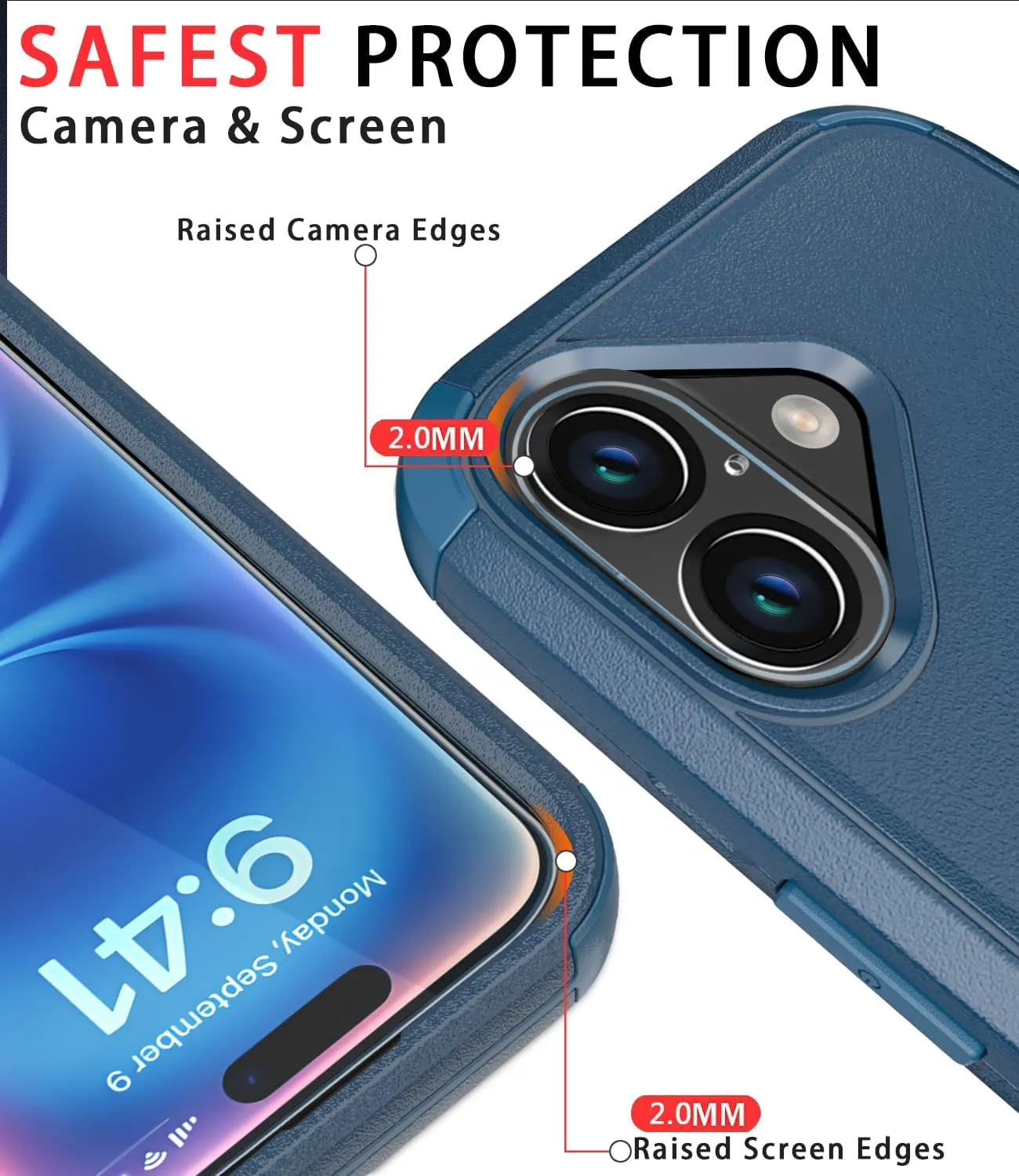 Diverbox for iPhone 16 Case [Shockproof] [Dropproof] [Tempered Glass Screen Protector   Camera Protectors] Heavy Duty Protection Phone Case Cover for Apple iPhone 16 (Blue)
