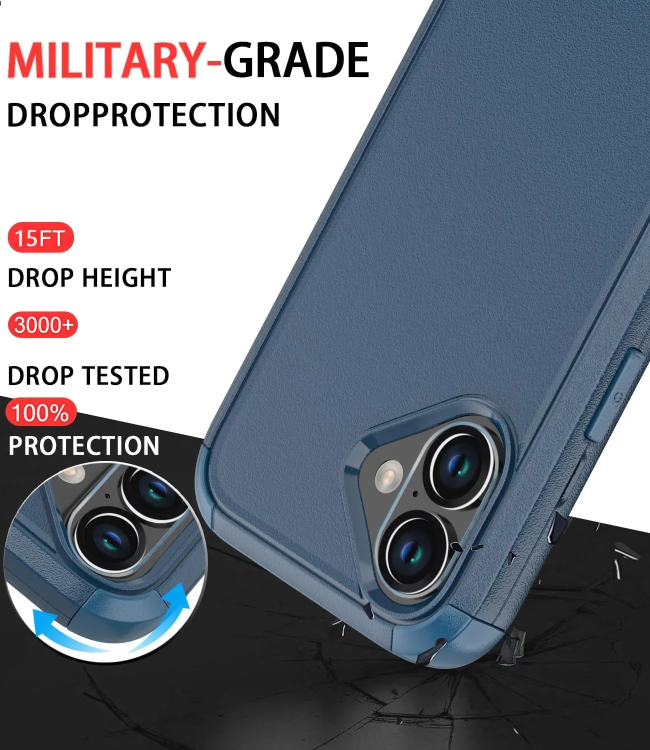 Diverbox for iPhone 16 Case [Shockproof] [Dropproof] [Tempered Glass Screen Protector   Camera Protectors] Heavy Duty Protection Phone Case Cover for Apple iPhone 16 (Blue)