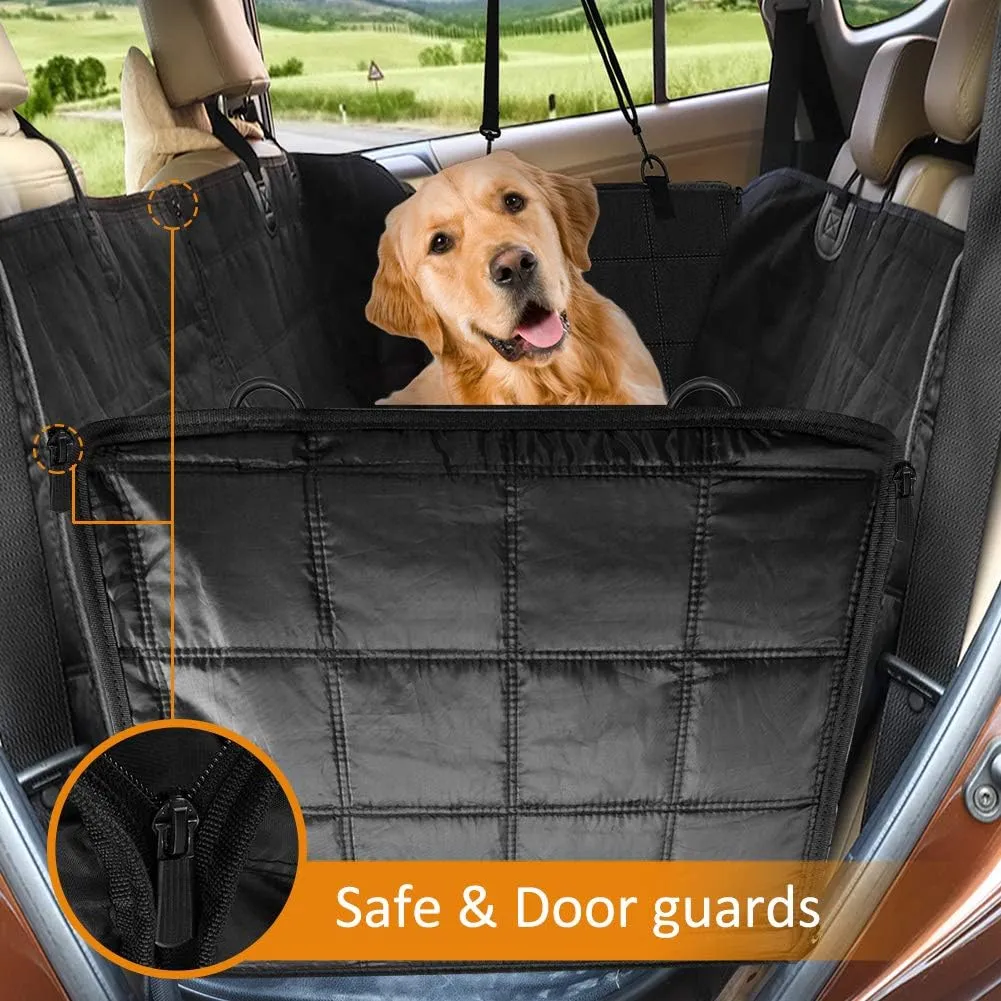 Dog Car Seat Covers Hammock for Cars Trucks SUV - Waterproof Pet Car Seat Protector for Backseats, More Durable Zippered Side Flaps Ensure Dog Travel Safety,Black Regular