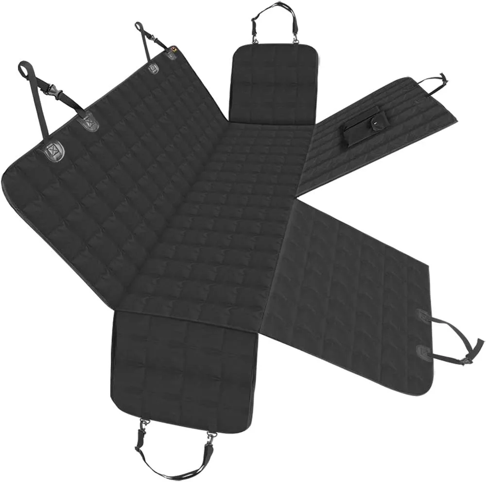 Dog Car Seat Covers Hammock for Cars Trucks SUV - Waterproof Pet Car Seat Protector for Backseats, More Durable Zippered Side Flaps Ensure Dog Travel Safety,Black Regular