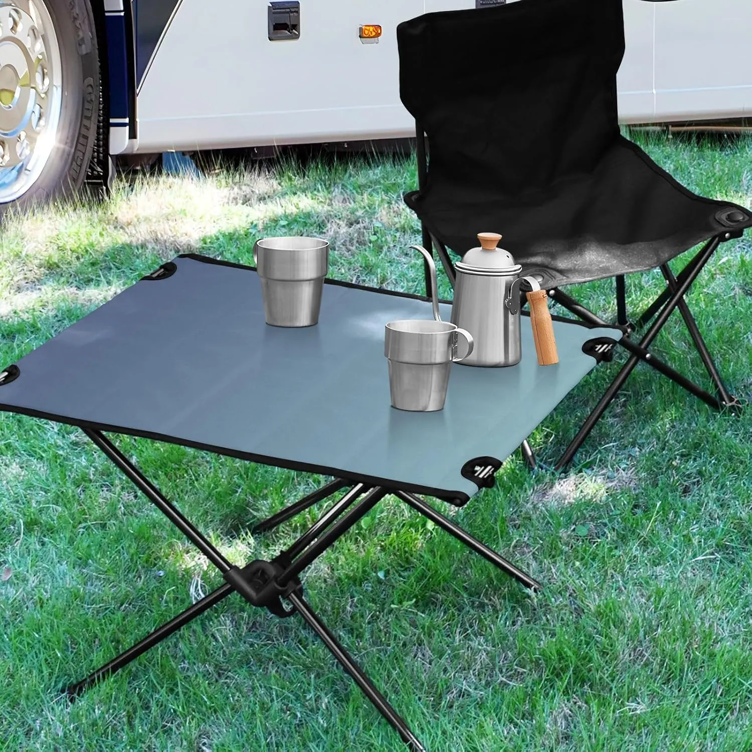 DOMIKING Blue Gradient Portable Camping Table Folding Picnic Tables with Carrying Storage Bag Beach Table for Camp Travel Beach 23.6 * 15.6 * 15 in