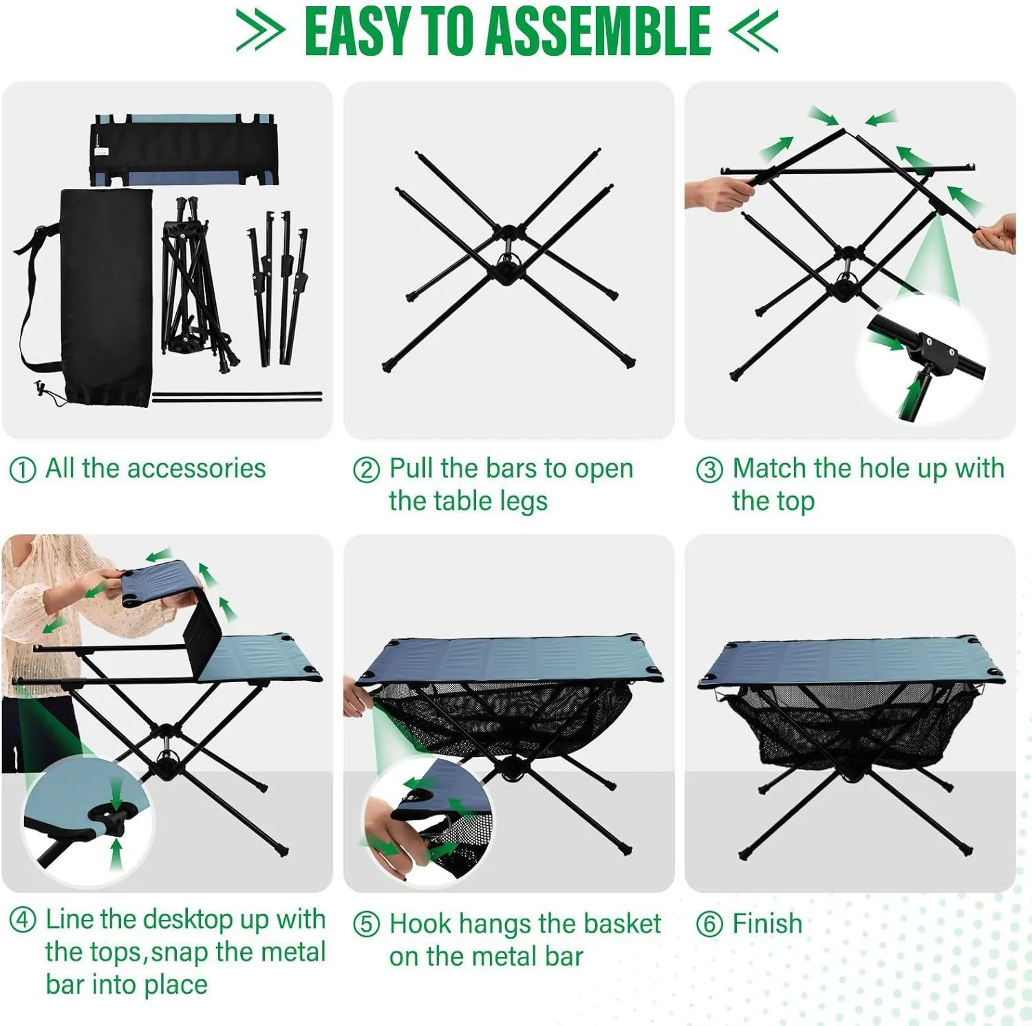 DOMIKING Blue Gradient Portable Camping Table Folding Picnic Tables with Carrying Storage Bag Beach Table for Camp Travel Beach 23.6 * 15.6 * 15 in
