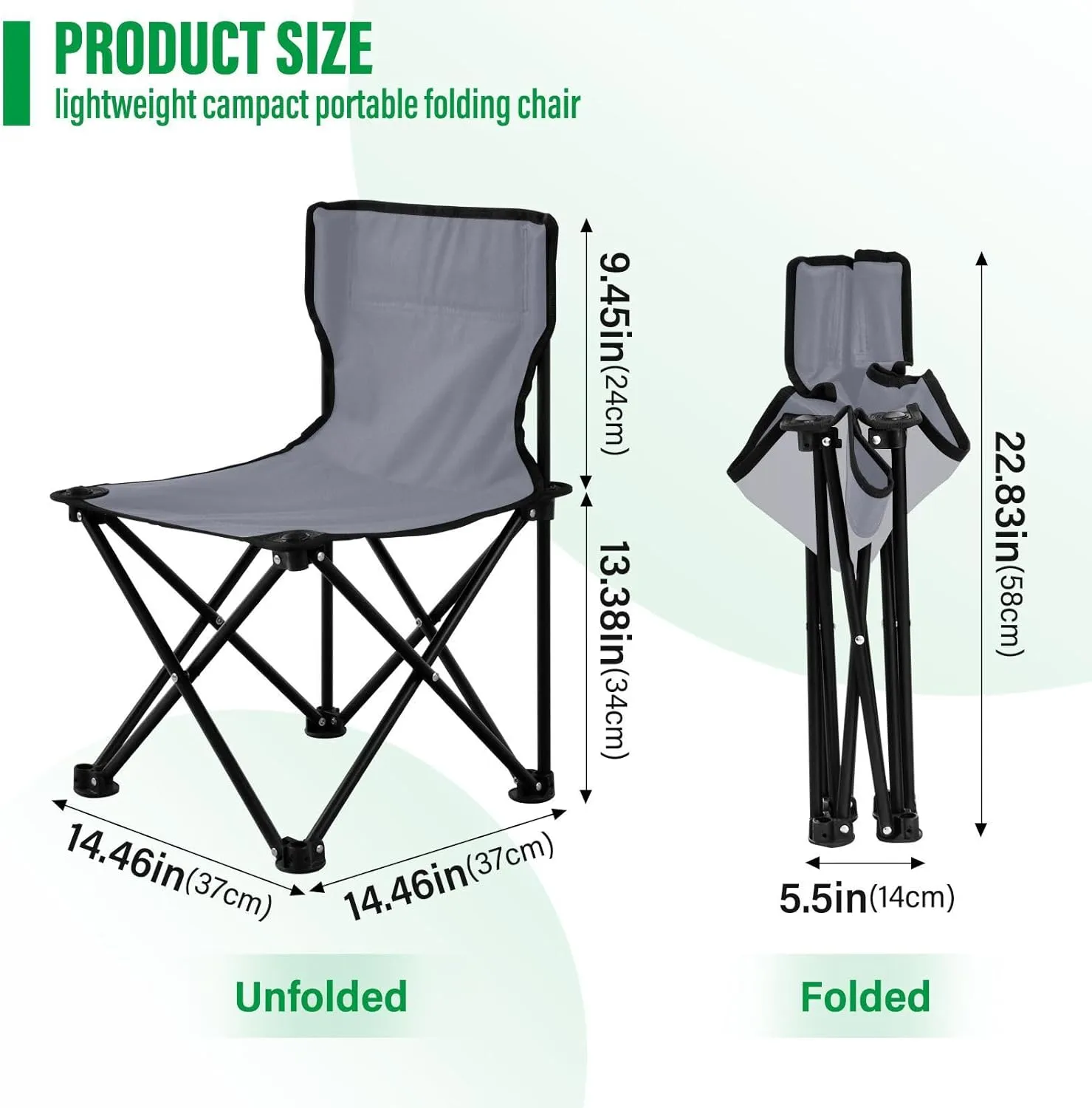 DOMIKING Grey Kids' Portable Camping Chairs for Outdoor Beach Chairs with Carry Bag Folding Chair for Camping Beach Picnic