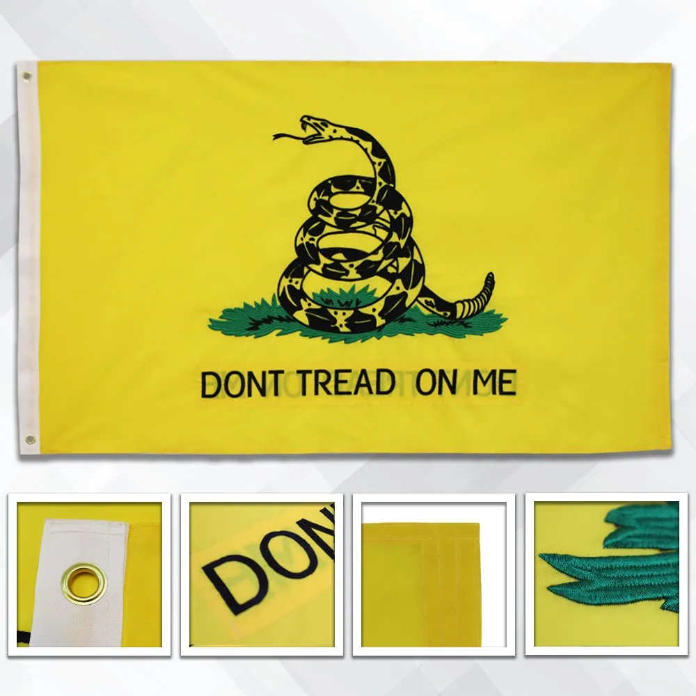 Don't Tread on Me Gadsden (Yellow) Embroidered Flag 3x5ft