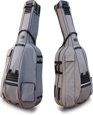 Double Bass Bag with wheels 3/4 Upright Bass Gig Bag Oxford Cloth String Bass bag Thickened liner Multiple storage pockets with Sturdy Handles and Straps (Grey)