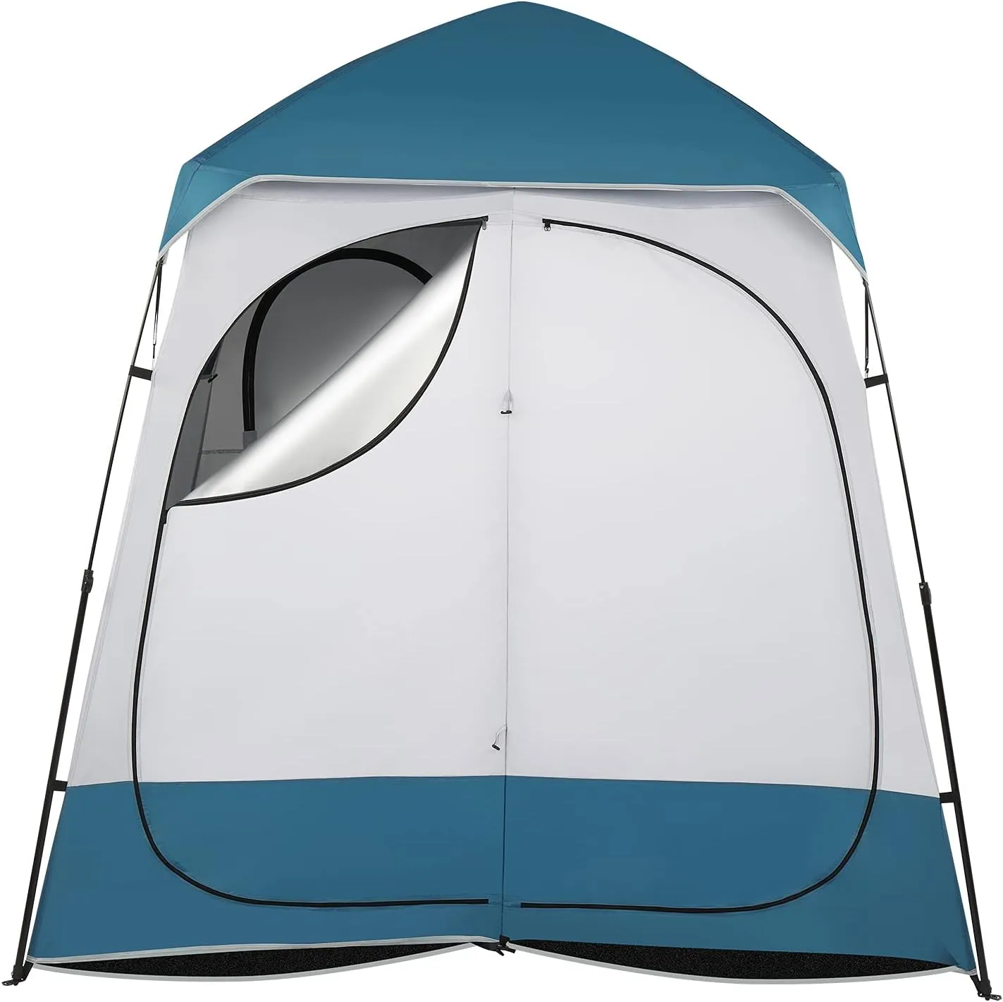 Double Dressing Tent, 2 Room Shower Shelter, 7.5 FT Instant Pop Up With Carrying Bag, Privacy Changing Room for Portable Toilet, Easy Setup, Camping, Blue/White