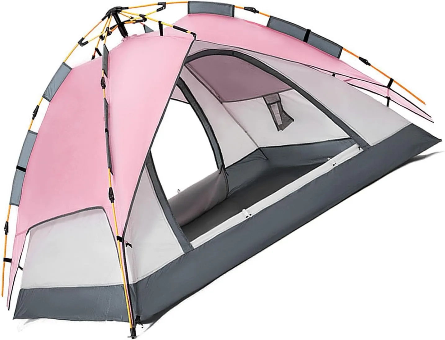 Double Layer Tent, Camping Tent Automatic Pop Up Wind Proof with Storage Bag for Fishing (Pink)