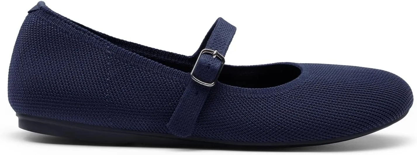 DREAM PAIRS Women's Mary Jane Ballet Flat Shoes Dressy Foldable Knit Flats with Arch Support Comfortable for Casual Work Office