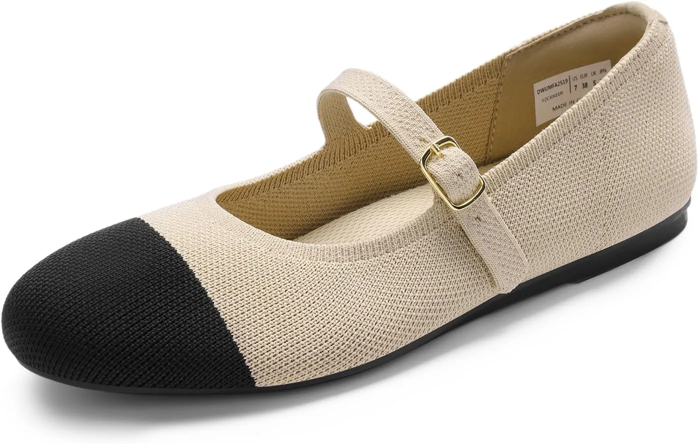 DREAM PAIRS Women's Mary Jane Ballet Flat Shoes Dressy Foldable Knit Flats with Arch Support Comfortable for Casual Work Office