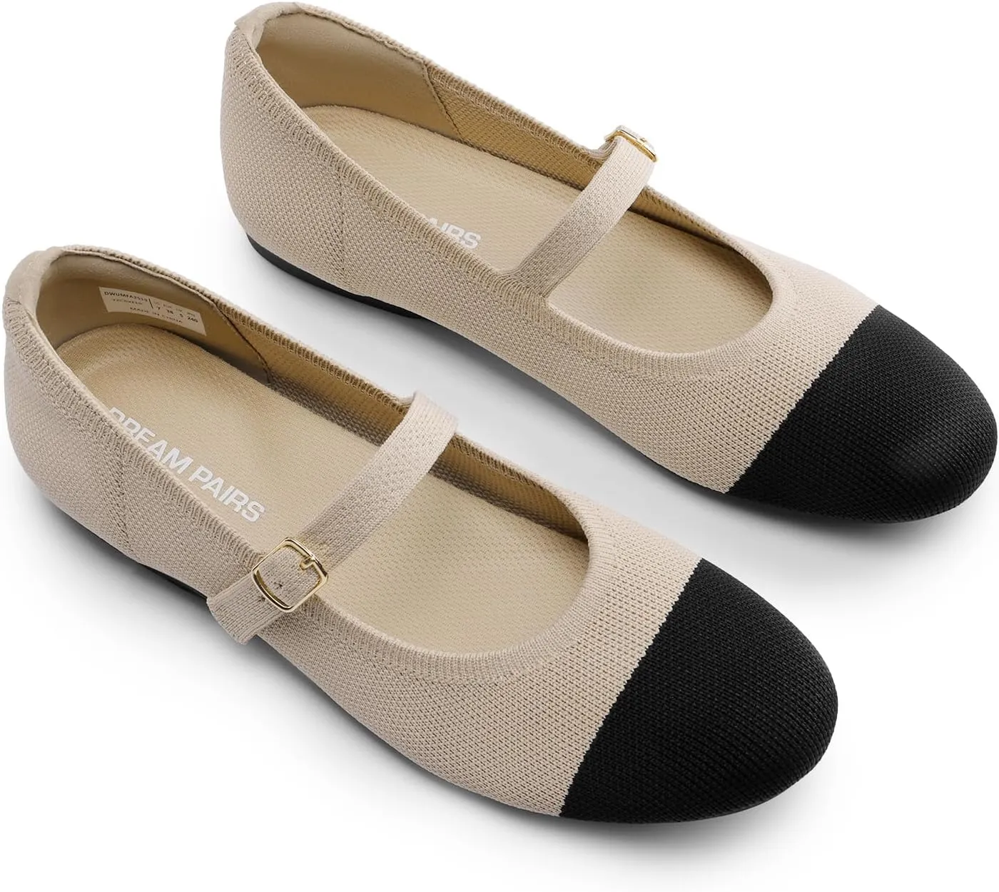 DREAM PAIRS Women's Mary Jane Ballet Flat Shoes Dressy Foldable Knit Flats with Arch Support Comfortable for Casual Work Office