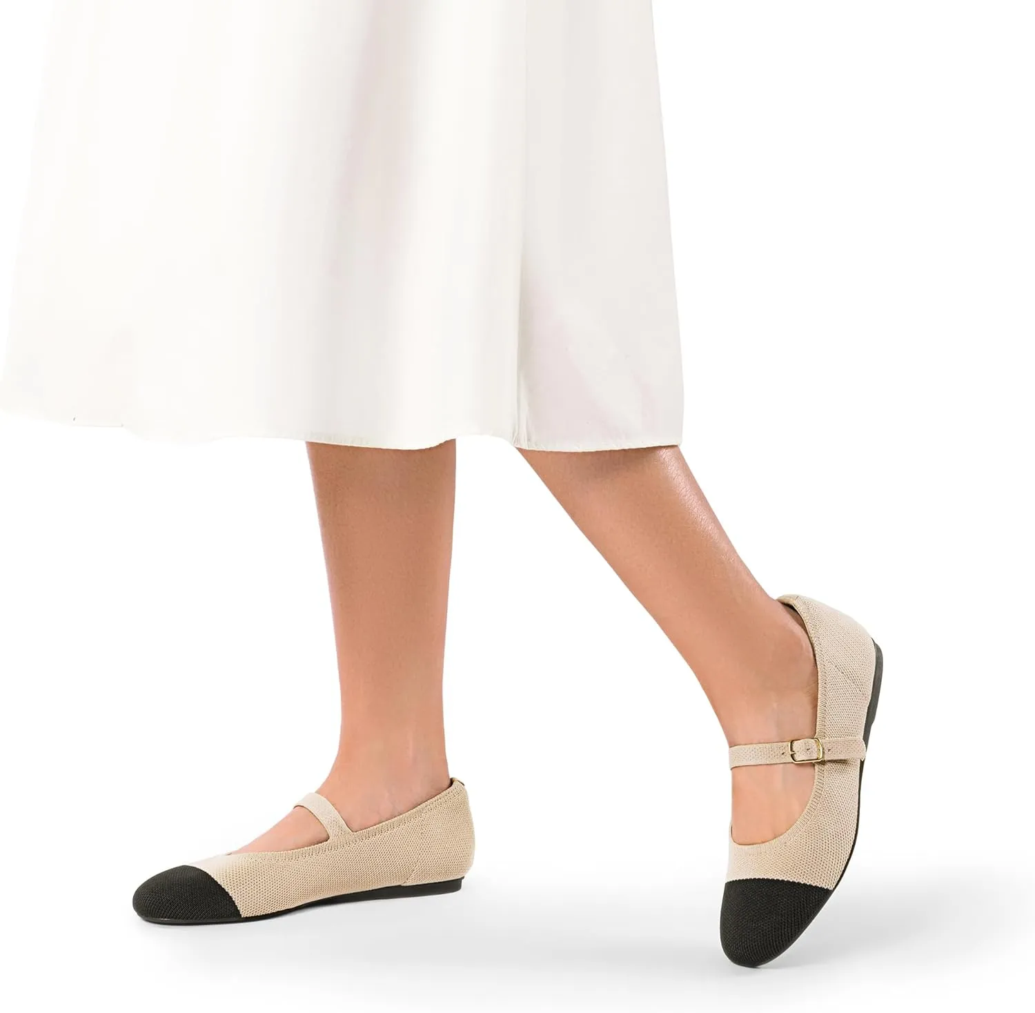 DREAM PAIRS Women's Mary Jane Ballet Flat Shoes Dressy Foldable Knit Flats with Arch Support Comfortable for Casual Work Office
