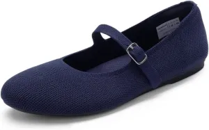 DREAM PAIRS Women's Mary Jane Ballet Flat Shoes Dressy Foldable Knit Flats with Arch Support Comfortable for Casual Work Office