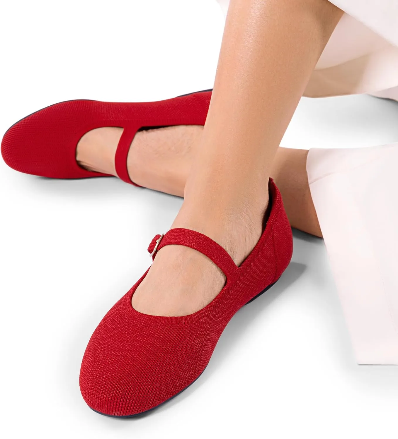 DREAM PAIRS Women's Mary Jane Ballet Flat Shoes Dressy Foldable Knit Flats with Arch Support Comfortable for Casual Work Office