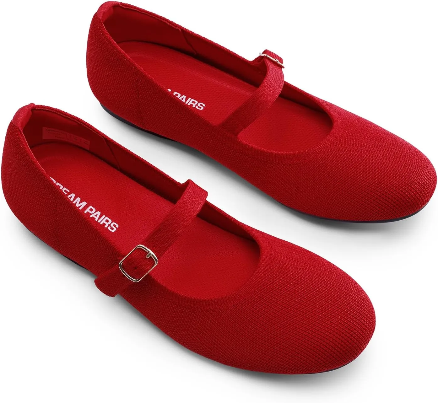 DREAM PAIRS Women's Mary Jane Ballet Flat Shoes Dressy Foldable Knit Flats with Arch Support Comfortable for Casual Work Office