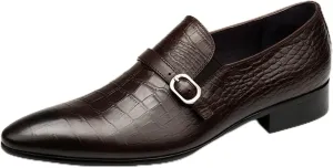 Dress Shoes for Men Men’s Dress Shoes Breathable Slip-On Genuine Leather Oxford with Crocodile Pattern