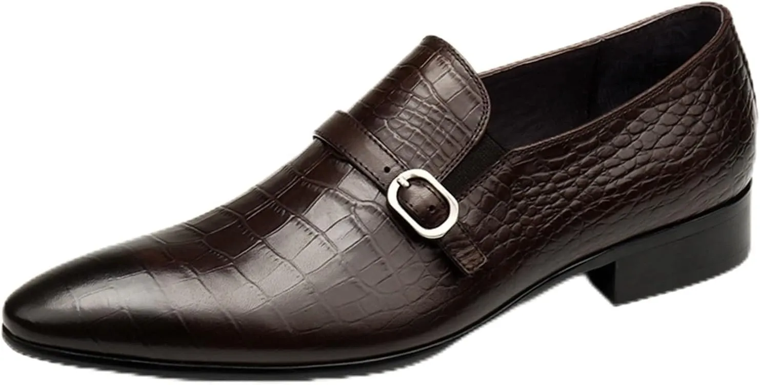 Dress Shoes for Men Men’s Dress Shoes Breathable Slip-On Genuine Leather Oxford with Crocodile Pattern