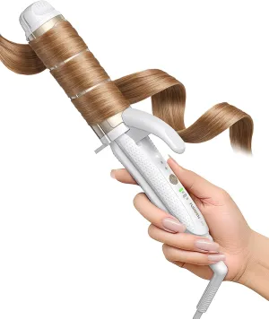 Dual-Voltage Curling Iron: 110V-240V 1 1/2 Inch Ceramic Wide Barrel 2-in-1 Curling Iron for Women - Europe Travel for Long/Medium Hair