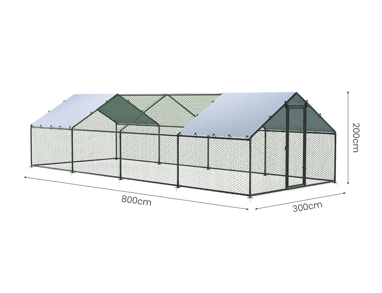 Durable Outdoor Chicken Run with Cover - 300x800x200cm