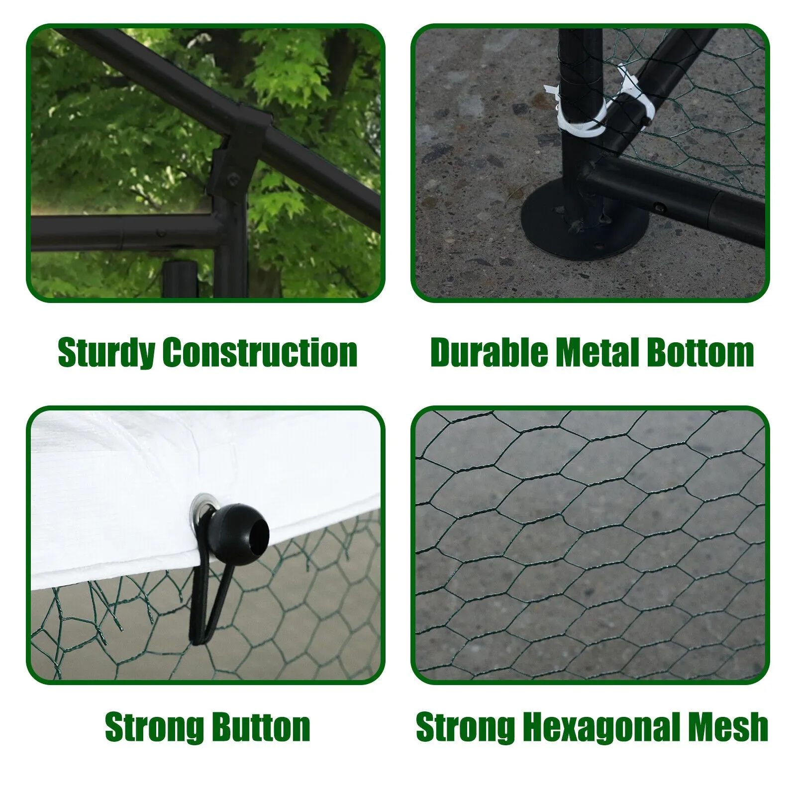 Durable Outdoor Chicken Run with Cover - 300x800x200cm