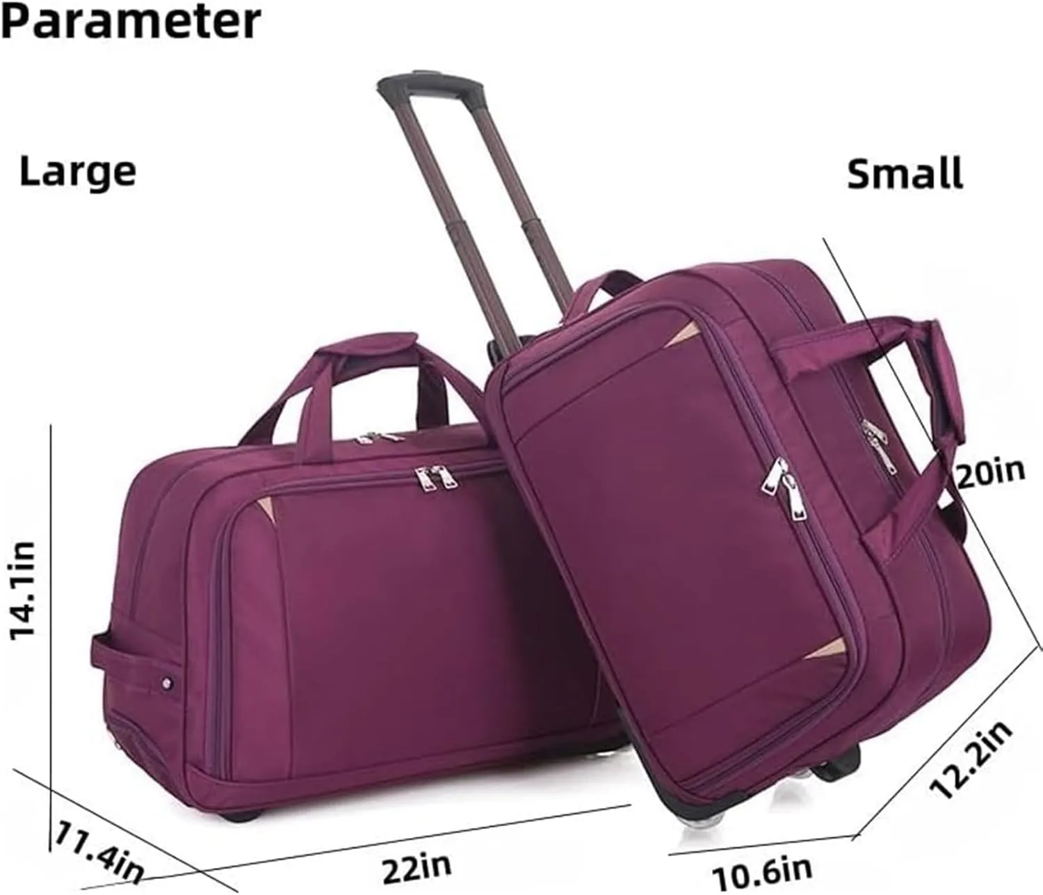 Durable Rolling Luggage， Large Capacity, Waterproof Lightweight Traveling Oxford Suitcase ，for Men Women, For Travel Camping Storage(Black,Large)