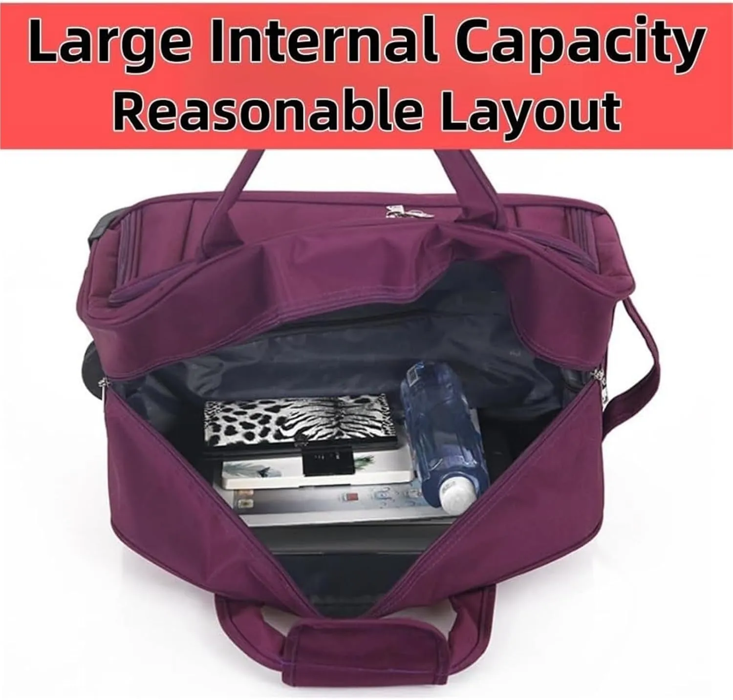 Durable Rolling Luggage， Large Capacity, Waterproof Lightweight Traveling Oxford Suitcase ，for Men Women, For Travel Camping Storage(Red,Large)