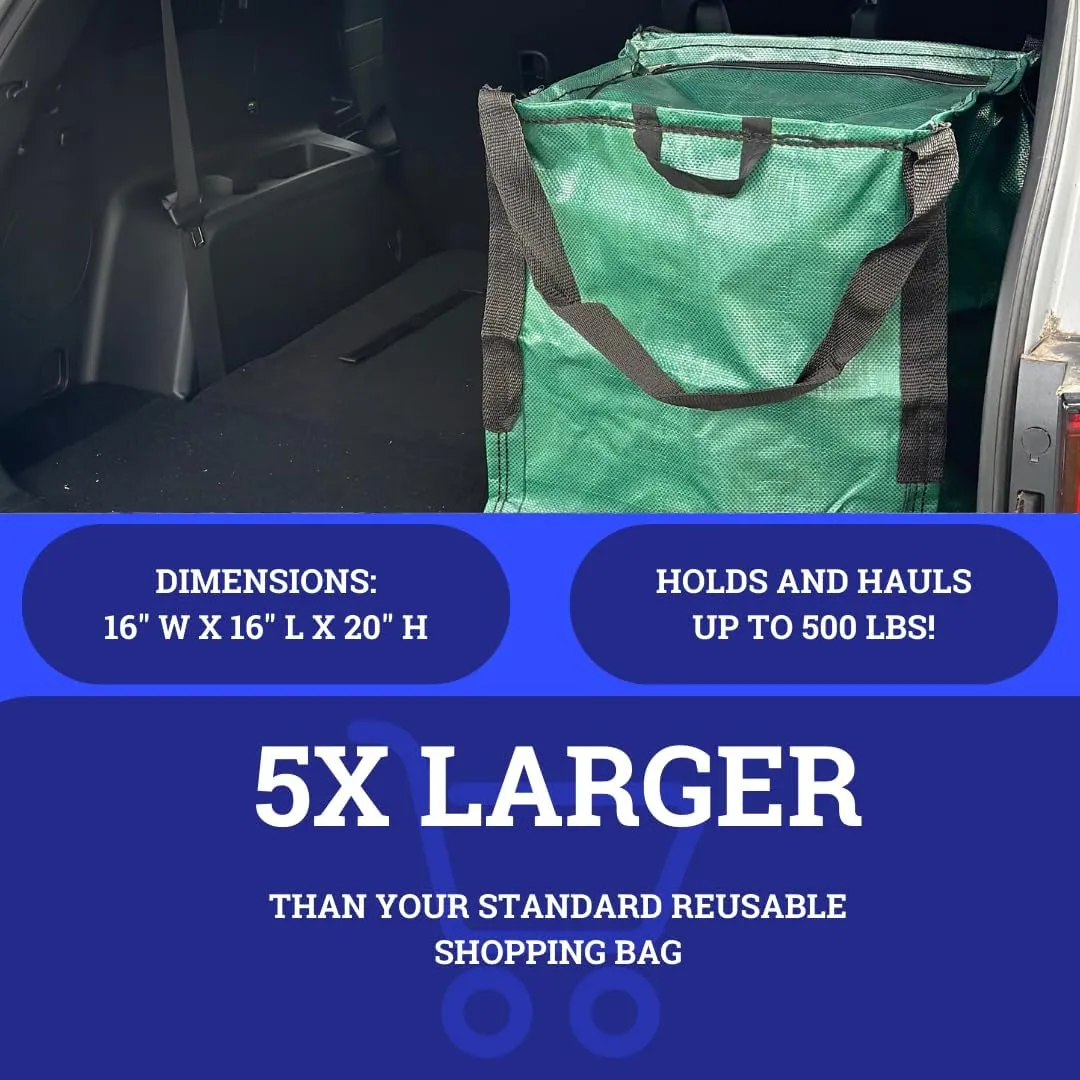 DURASACK Heavy Duty Storage Tote Bag with Zipper Top 22-Gallon Rugged Woven Polypropylene Moving Bag, Reusable Self-Standing Design, Holds up to 500 Pounds, Pack of 4, Green