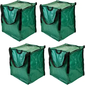 DURASACK Heavy Duty Storage Tote Bag with Zipper Top 22-Gallon Rugged Woven Polypropylene Moving Bag, Reusable Self-Standing Design, Holds up to 500 Pounds, Pack of 4, Green