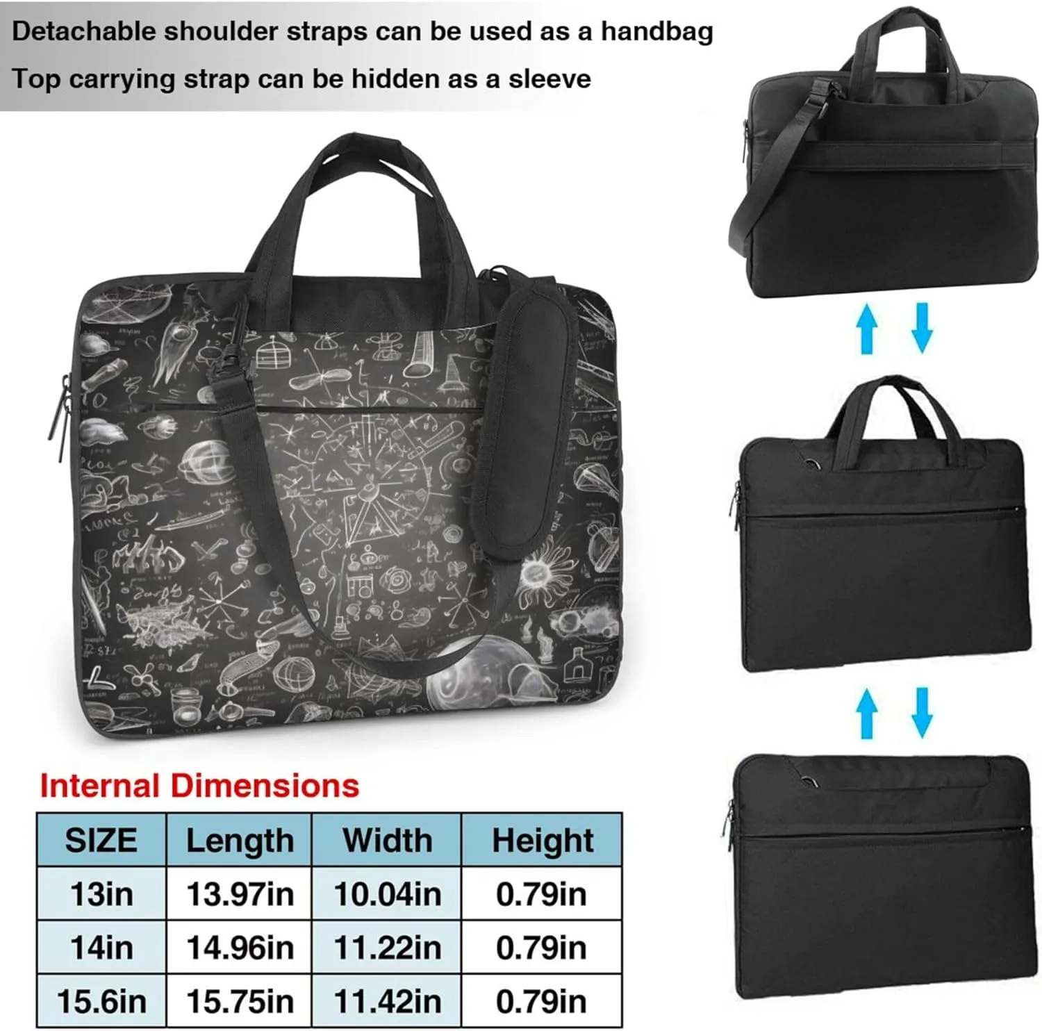 Education Chemistry Biological Laptop Shoulder Bag for Women, Laptop Sleeve Case Durable Computer Bag