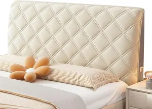 EFELIM Velvet Bed Headboard Slipcover for Queen Full Twin Cal King Size Beds, Quilted Bed Headboard Cover Upholstered Dustproof Protector Cover (Beige,160cm/63in)