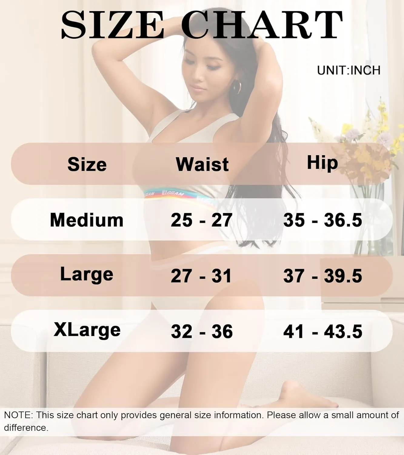 Eiggam Breathable Wicking Underwear High Waist Bikini Underwear Slight Tummy Control Panty Elastic No Show Cheeky Panty Pack