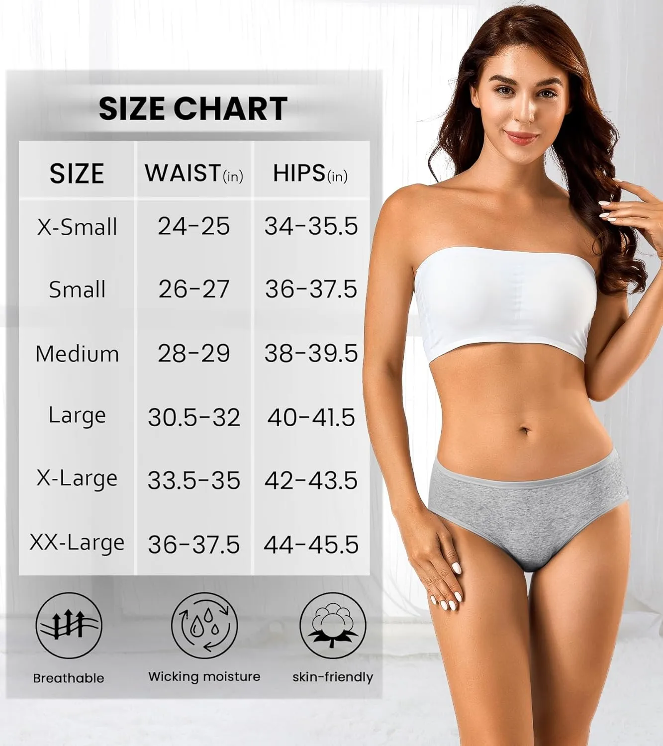 Eiggam Women's Cotton Bikini Panties,High-Cut Full Coverage Stretch Cool Underwear for Women